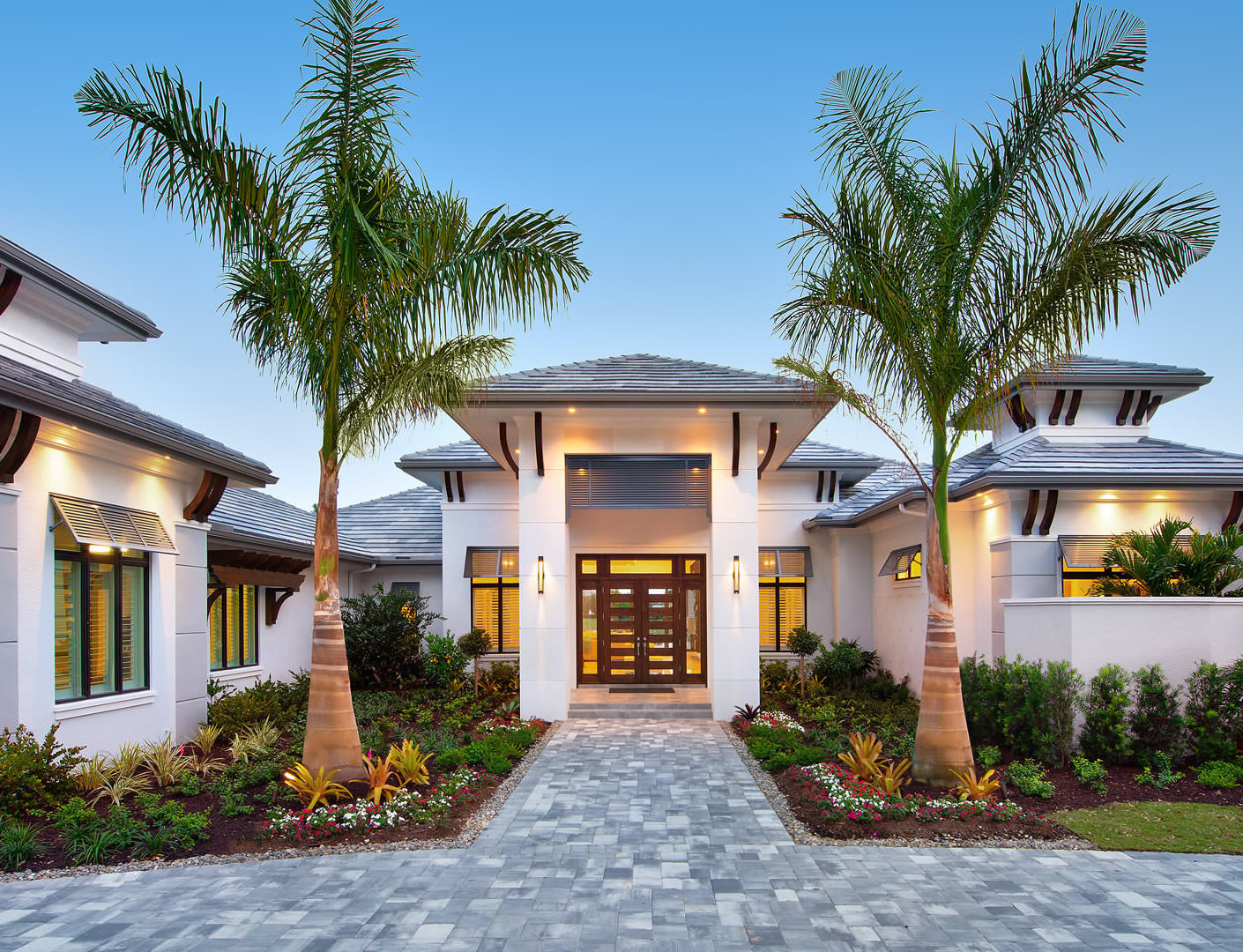 Custom-built luxury home with tropical landscaping in Fort Myers, Florida